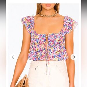 WORN ONCE For Love and Lemons Sasha Floral Print Cutout Cropped Top